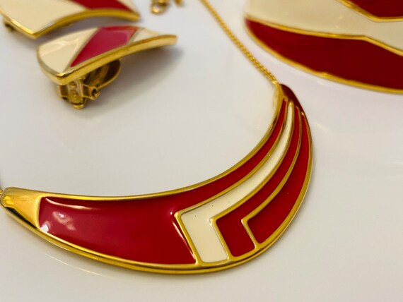 Monet Trifari Vintage Red and White Enamel  Nauti… - image 2