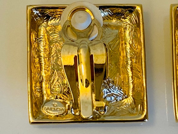 Givenchy Signed Vintage Gold Tone Square Crystal … - image 7