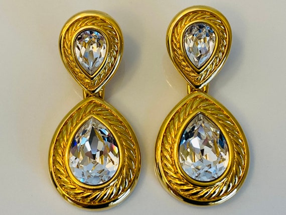 Swarovski Vintage Gilt and Crystal Teardrop Rope … - image 1