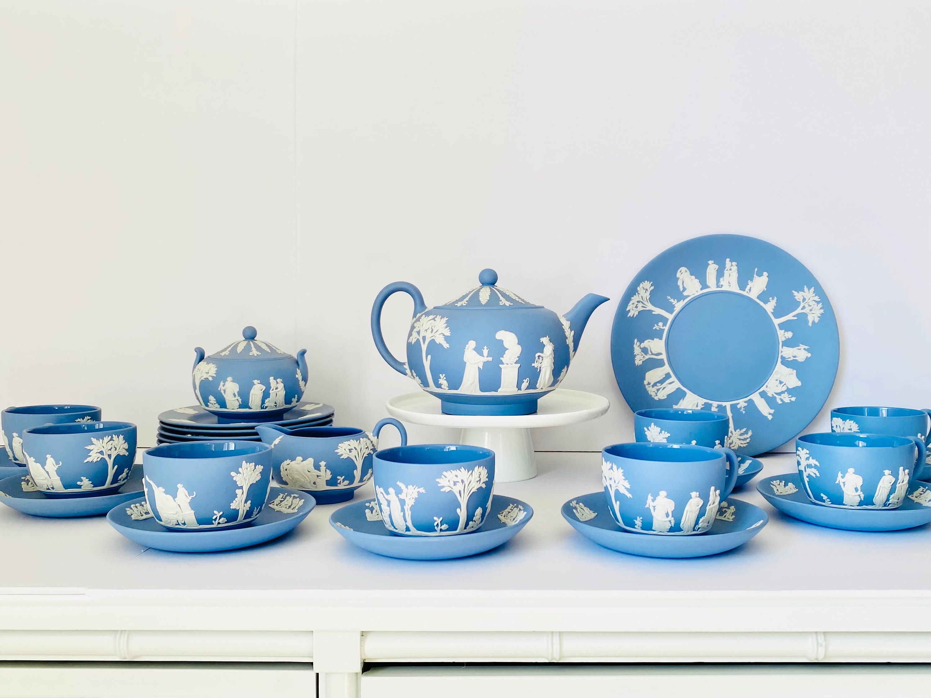 Vintage Wedgwood Jasperware Tea Set - 28 Piece Classic Blue (1959-62) - Etsy