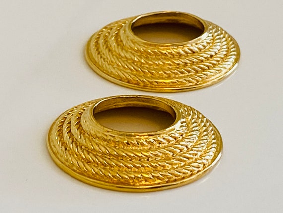 Givenchy Vintage Signed Gold Tone Rope Detail Hoo… - image 3