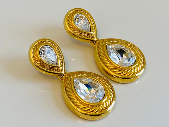 Swarovski Vintage Gilt and Crystal Teardrop Rope … - image 2