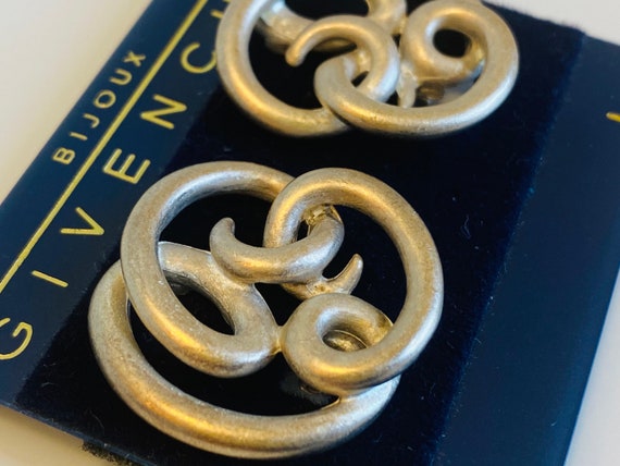 Givenchy Vintage Silver Tone Swirl Clip-On Earrin… - image 4