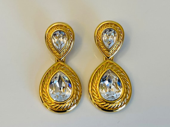 Swarovski Vintage Gilt and Crystal Teardrop Rope … - image 4