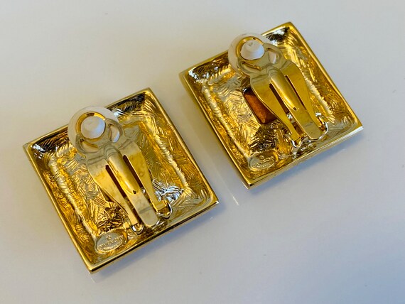 Givenchy Signed Vintage Gold Tone Square Crystal … - image 4