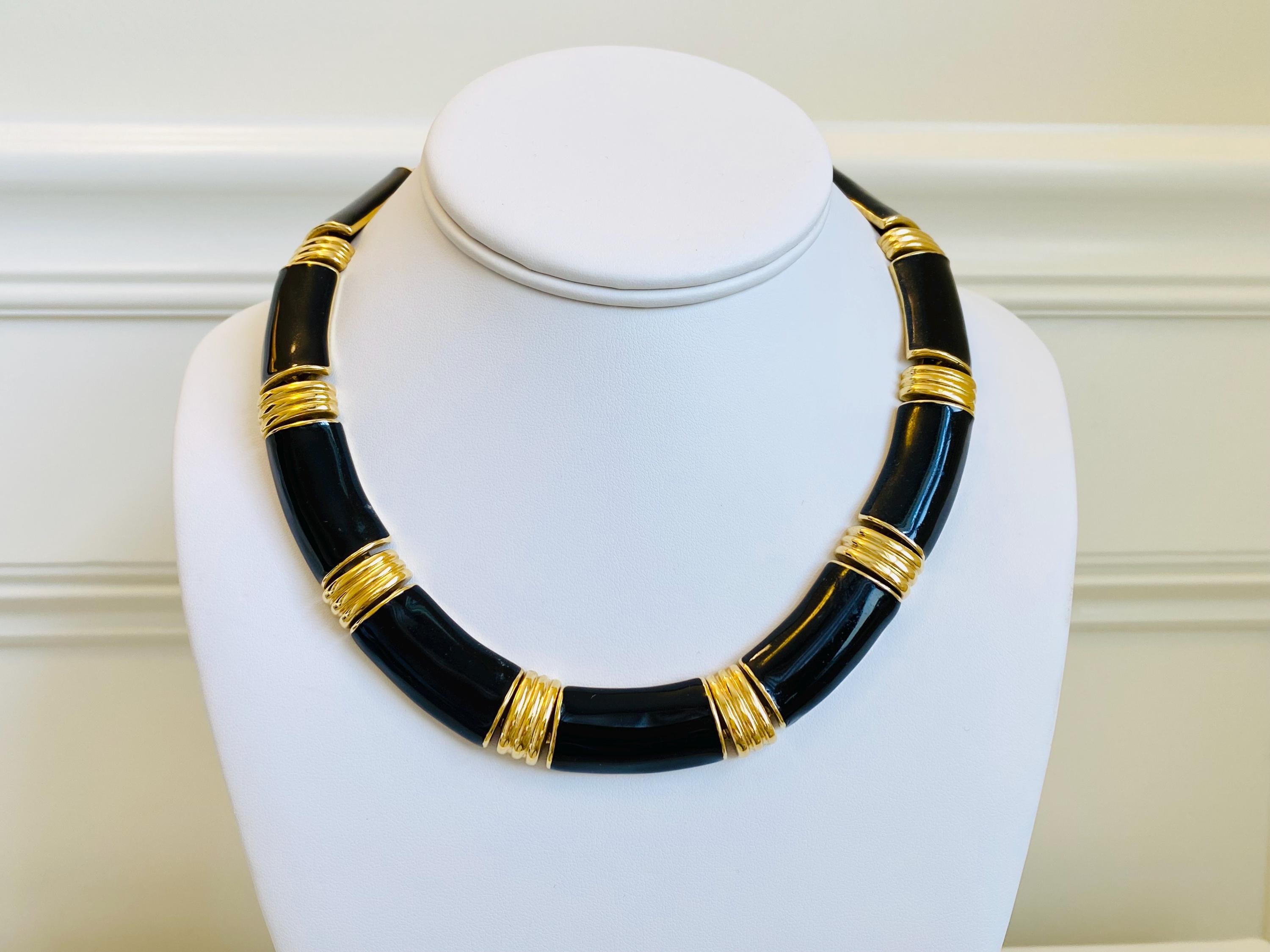Napier Vintage Black and Gold Choker Necklace - Etsy