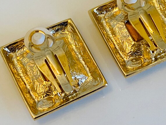 Givenchy Signed Vintage Gold Tone Square Crystal … - image 5