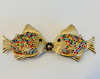 Mimi di N Design vintage kissing fish belt buckle Vintage Mimi Di N Colorful Kissing Fish Belt Buckle - Etsy main image 3