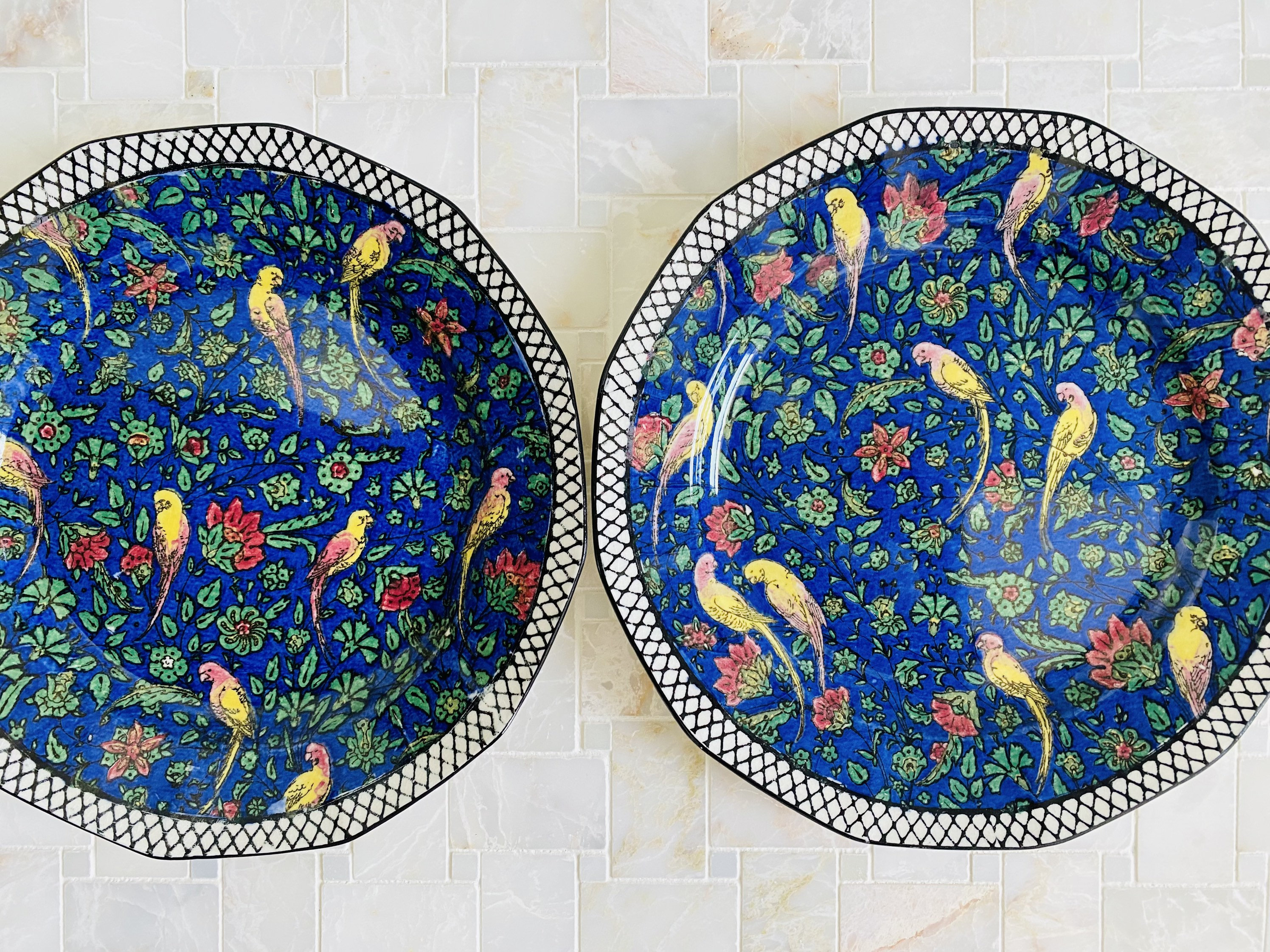 Royal Doulton Antique Persian Parrot Blue Chintz Pattern D4031