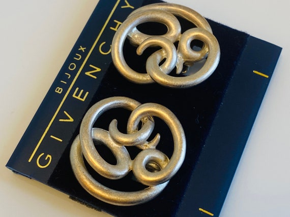 Givenchy Vintage Silver Tone Swirl Clip-On Earrin… - image 3