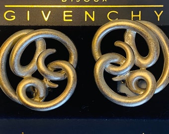 Givenchy Vintage Silver Tone Swirl Clip-On Earrings