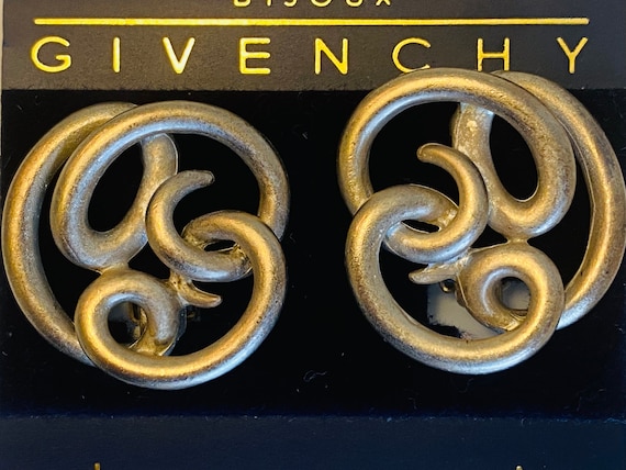 Givenchy Vintage Silver Tone Swirl Clip-On Earrin… - image 1