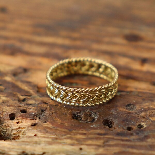 Braided ring viking medieval 14k yellow gold