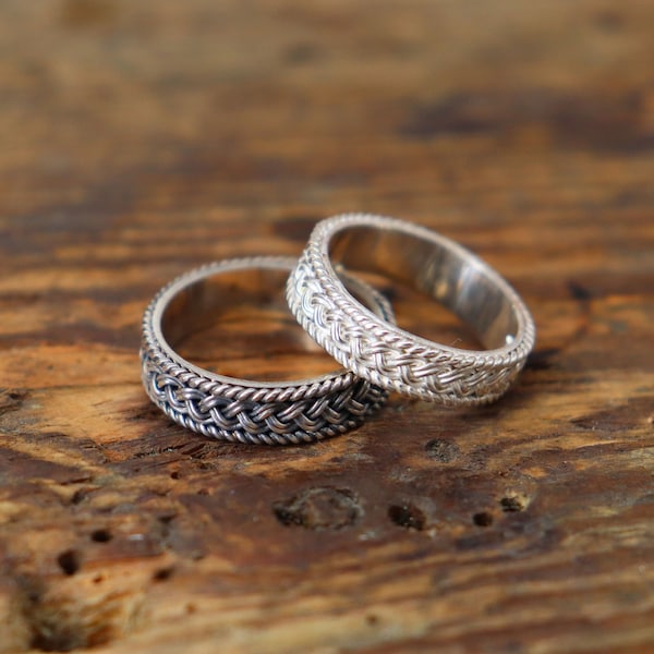 Wikinger Ring geflochten schmal Sterlingsilber Keltisch Mittelalter handgemacht gravierbar