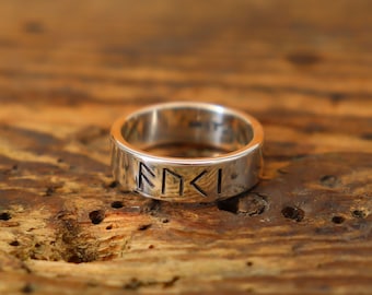 Viking ring runes medieval magic sterling silver