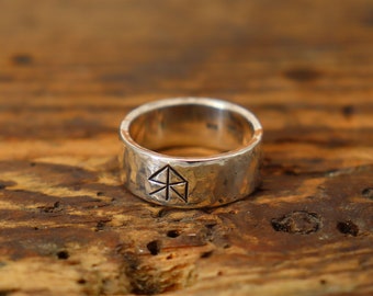 Viking ring bindrune sterling silver handmade