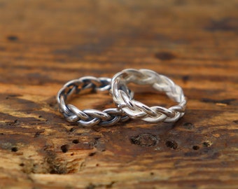 braided silver ring Viking medieval