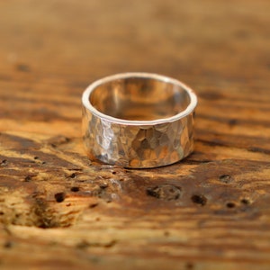 Sterling silver ring hammered structure heavy image 1