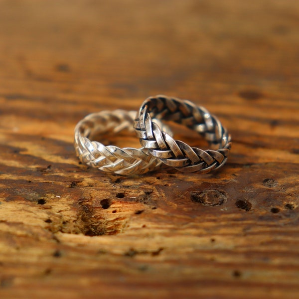 Wikinger Ring Sterlingsilber Mittelalter Verlobung Hochzeit handgemacht flach