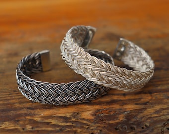 Braided medieval bangle sterling silver wide