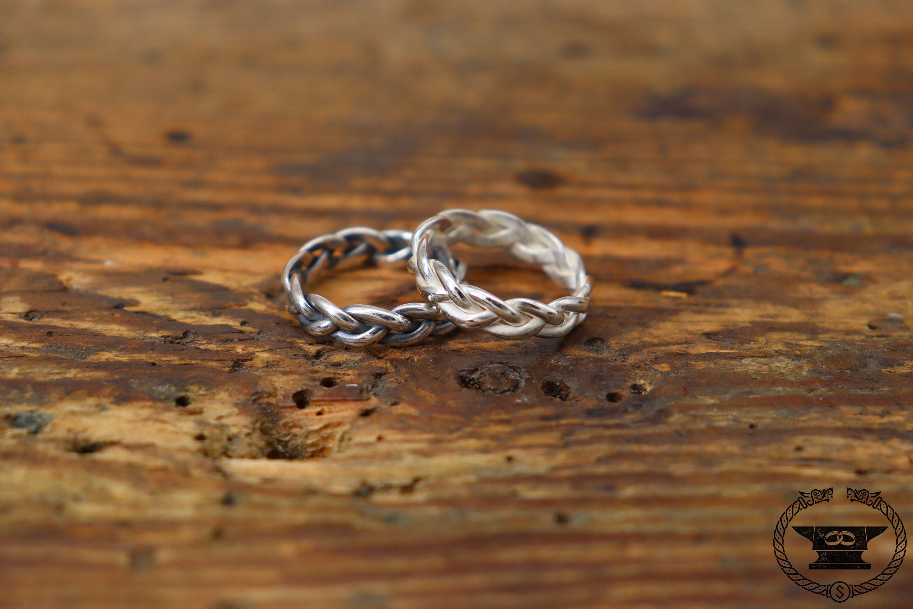 braided silver ring Viking medieval