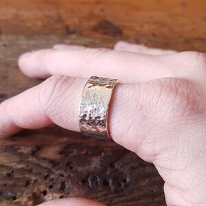Sterling silver ring hammered structure heavy image 2