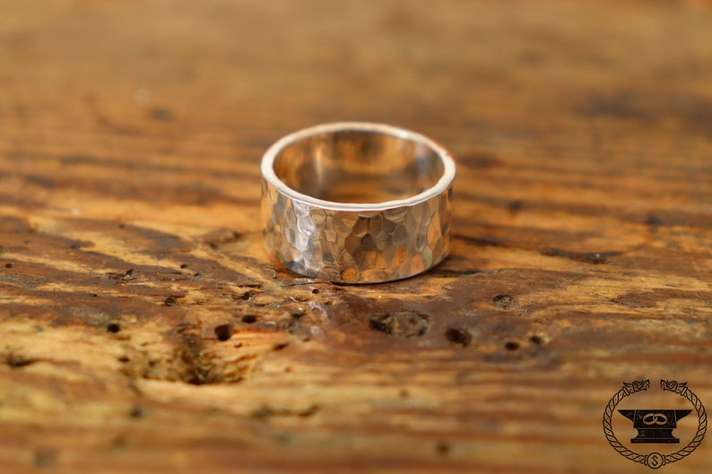 Sterling silver ring hammered structure heavy image 1