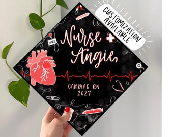 Nurse Graduation Cap, Nursing Grad Cap, Custom Nurse Topper, Stethoscope Cap, BSN RN Grad Cap, Custom Digital Cap, Nurse Graduation