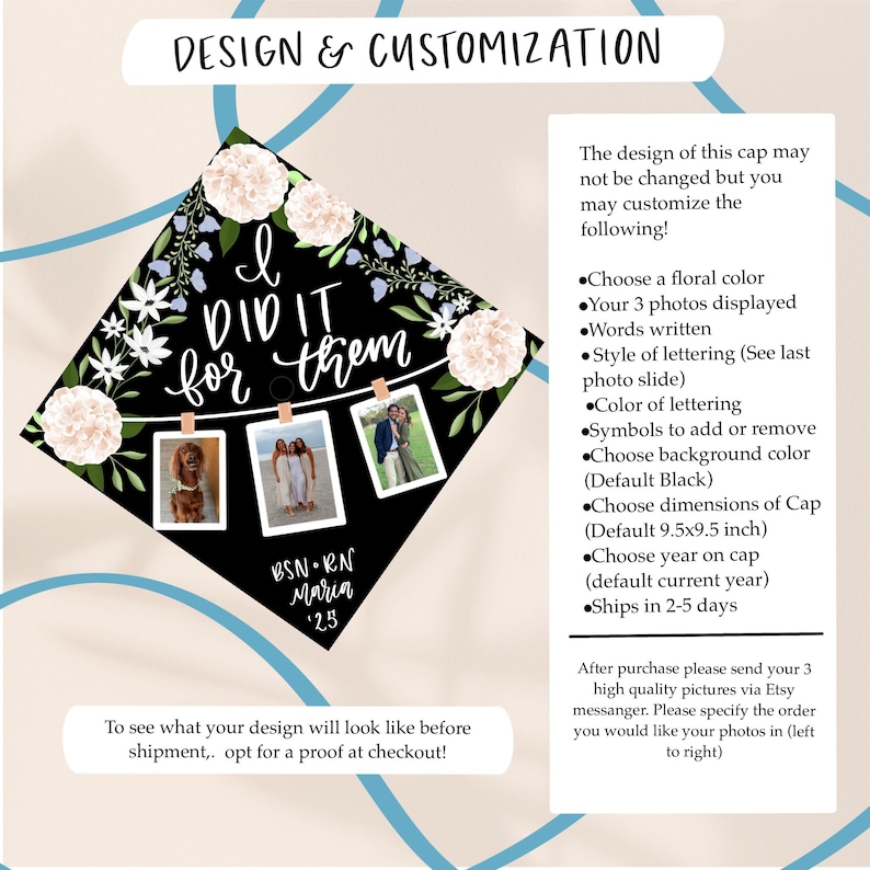 Custom Photo Collage Grad Cap, Memory Grad Cap, Grad Cap Topper, Custom Graduation Cap, Graduation Cap Topper, Personalized Cap, Grad Cap image 3