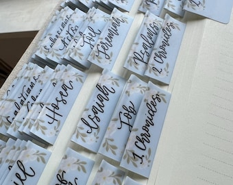 Pestañas para la Biblia, Libros de la Biblia, Pestañas para la Biblia laminadas, Pestañas temáticas para la Biblia, Organizador de Escrituras, Pestañas para la Biblia para mujeres, Diario bíblico