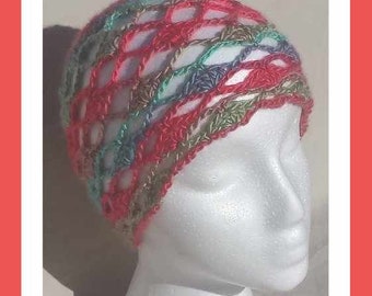 CROCHET PATTERN - Kriss Krochet Diamonds and Shells Beanie, Scarf, Wrist Warmers, Shawl or Wrap, Open Weave, Lace, Pattern ONLY