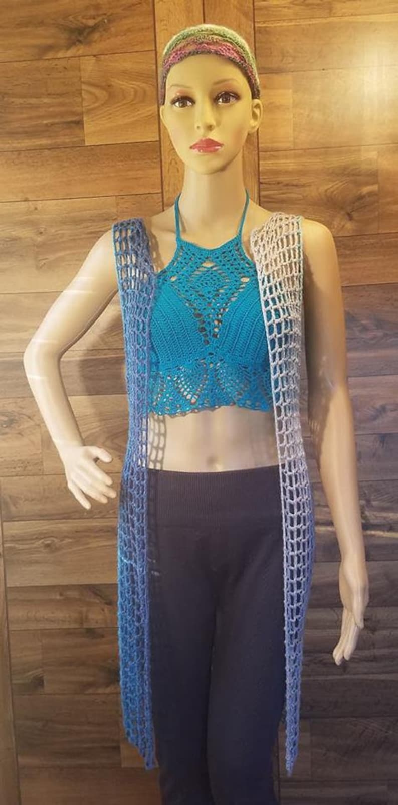 Crochet Mesh Swimsuit Beach Cover Up Duster Etsy