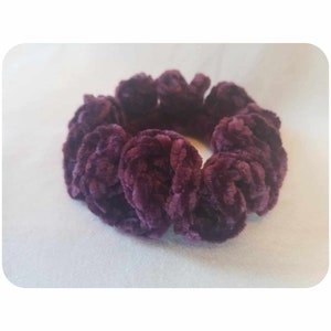 Haargummi Aubergine Samt Chaotisch Bun Top Knot Haargummi handgemachte häkeln Pferdeschwanz Halter Mode Handgelenk Krawatte Autschlos Elastisch