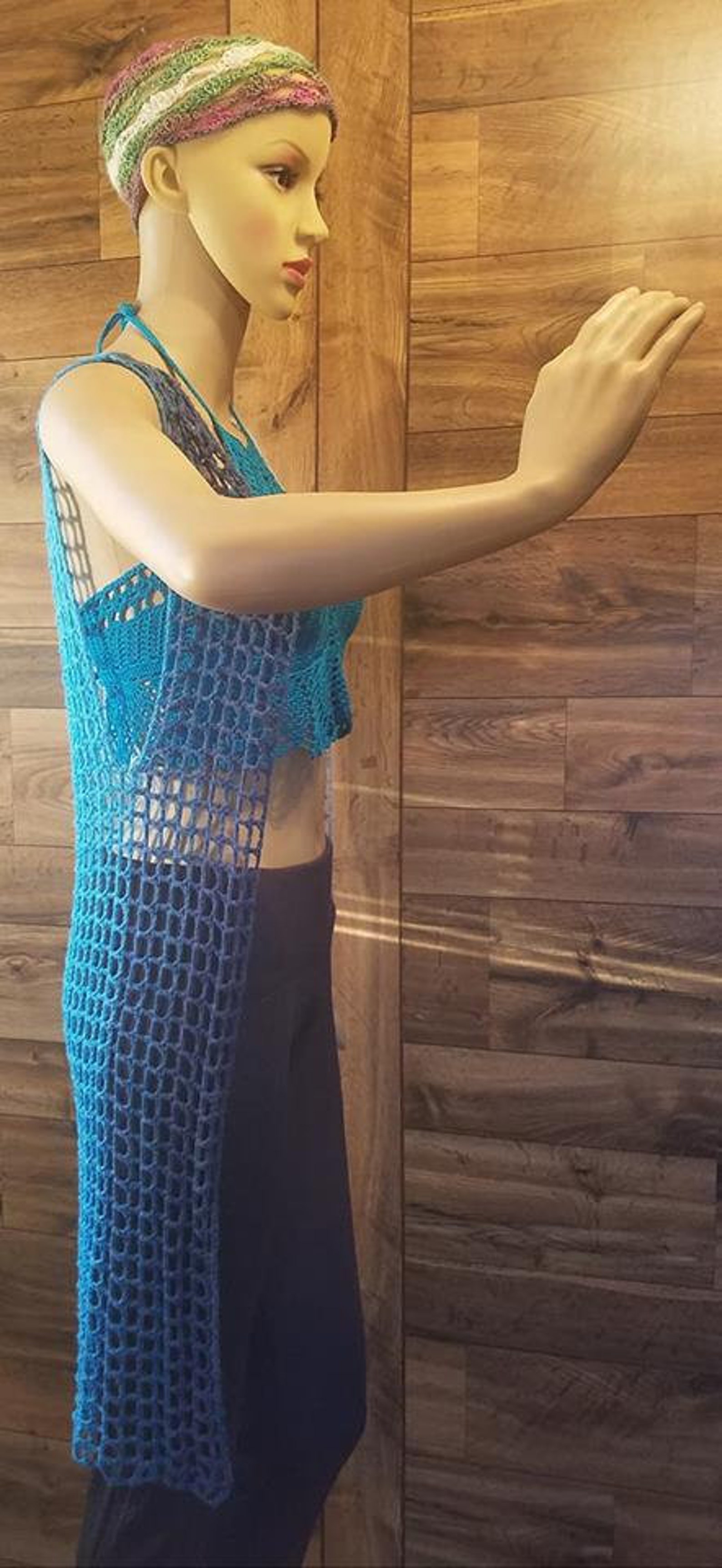 Crochet Mesh Swimsuit Beach Cover Up Duster Etsy