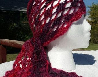 Kriss krochet crochet pattern - deeanne headwrap, head scarf, chemo cap, hair loss hat, cancer hat, open weave, lace, pattern only