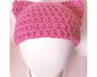 Cute Kitty Ears Winter Beanie, Winter Hat with Cat Ears, Skull Cap, Dawn Rose Pink