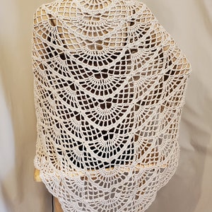Crochet Butterfly Shawl, Wedding Wrap, Lace Shawl, Triangle Shawl, Sarong, Beach Cover Up, Ivory