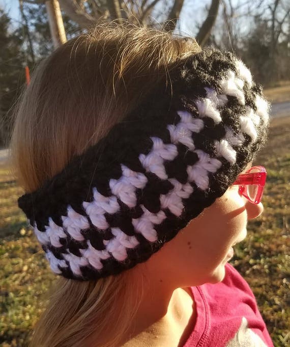 Super Soft Black and White Houndstooth Headband Ear Warmer  display picture 1