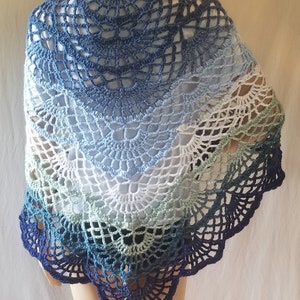 Butterfly Shawl Wedding Wrap, Triangle Lace Shawl, Sarong Beach Cover Up, in Sky Blue, Ice Blue, Spearmint, Bottle Green, Navy