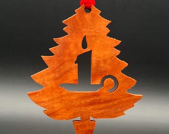 Handmade Cherry Wood Christmas Ornament: Rustic Holiday Decor