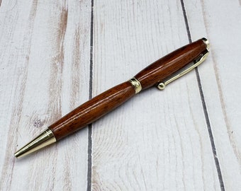 Handmade Cocobolo Twist Pen: Gold Ballpoint, Executive Gift