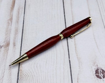 Handmade Paduak Twist Pen: Gold Ballpoint Pen, Executive Gift