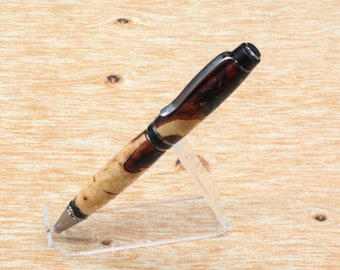 Big Ben Cigar Pen, Wood and Resin Twist Pen, Maple Burl Big Ben Cigar Pen, Brown and Green Resin Pen, Gift for Him, Gift for Writers