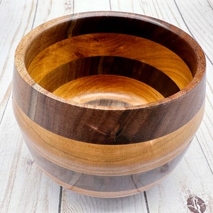 Walnut and Cherry Bowl, Simple Wooden Bowl, Wooden Home Decor, Decorative Wooden Bowl, Handmade Wood Bowl, Globe Wooden Bowl for Home