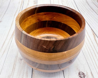 Handmade Walnut and Cherry Wood Bowl: Decorative Home Decor