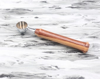 Exotic Honey Locust Wood Coffee Scoop: Chrome Measuring Spoon