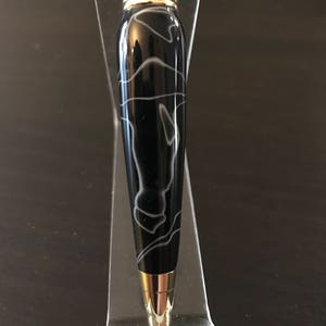 Black and White Resin Trimline Twist Pen Black and White Pen Gift for Writers image 5