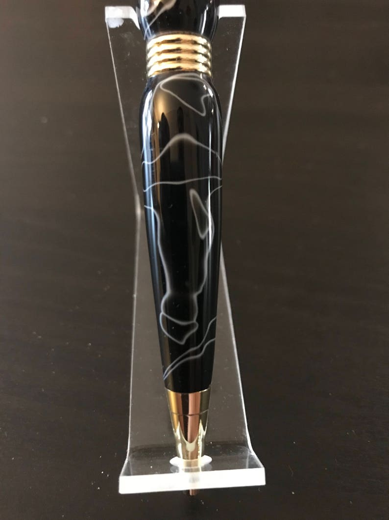 Black and White Resin Trimline Twist Pen Black and White Pen Gift for Writers image 5