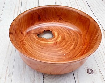 Handmade Cherry Wood Bowl with Resin Inlay: Rustic Home Decor