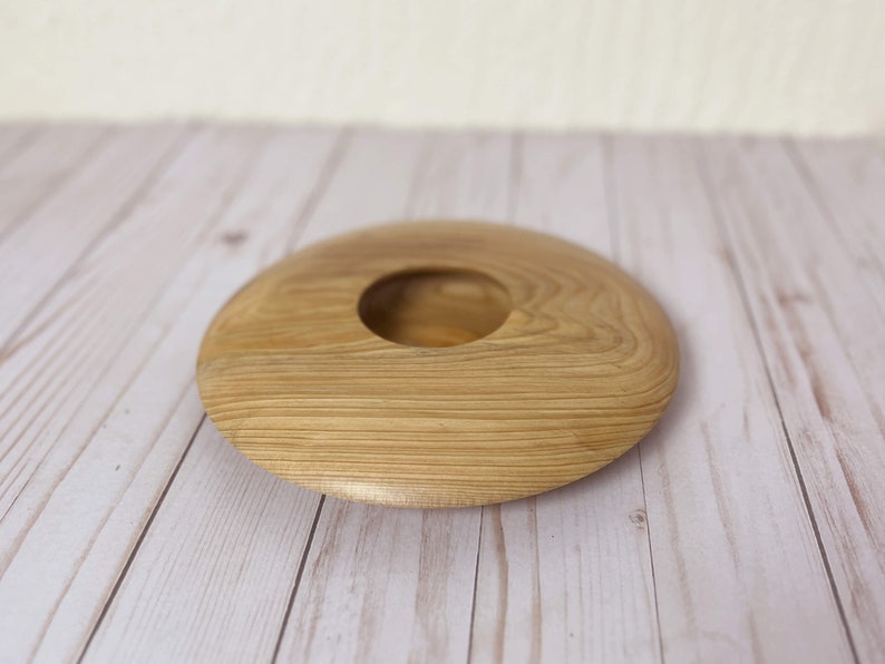 Cypress wooden potpourri bowl - side and top view